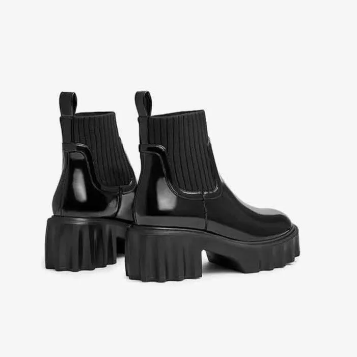 Thick-soled Chelsea Knitted Tube Boots