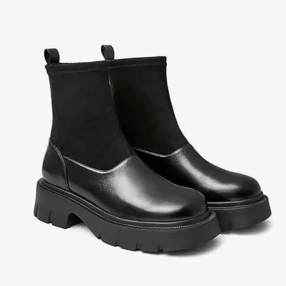 Thick-soled Chelsea Knitted Tube Short Boots