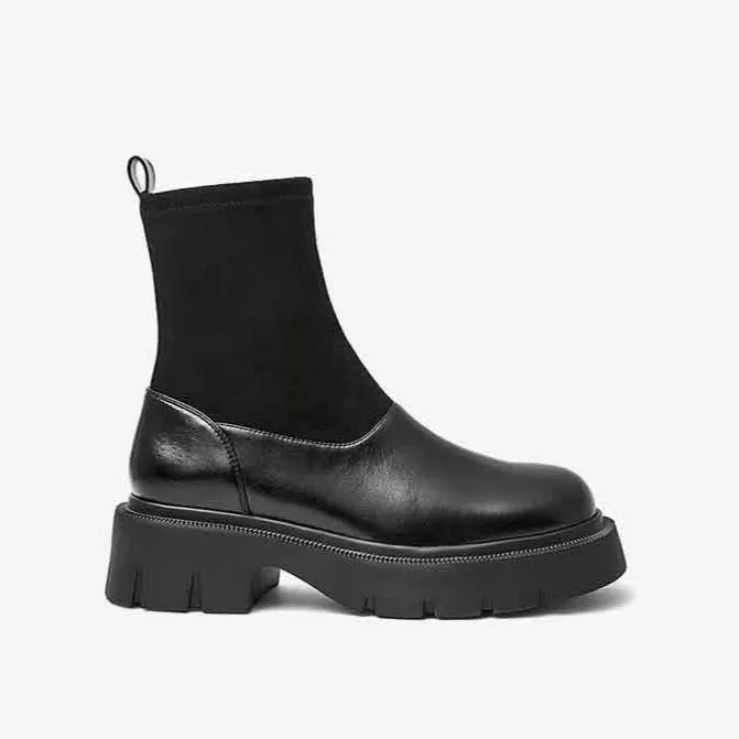 Thick-soled Chelsea Knitted Tube Short Boots