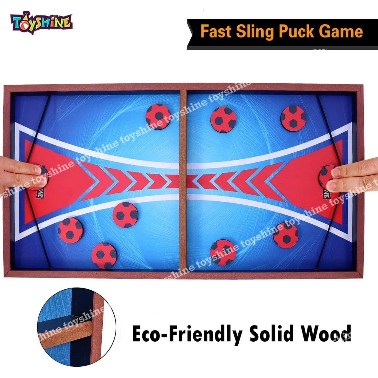 Toyshine 58 cms Fast Sling Puck Game Board String Hockey Toy | Party Game for Adult Parent Kids Children Family - Pine Wood M2