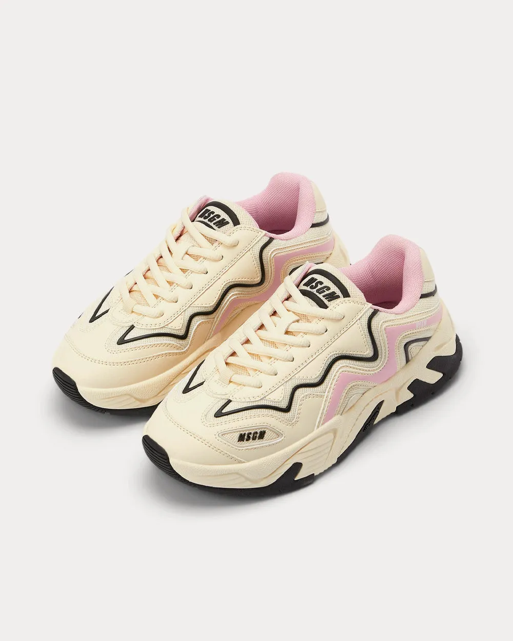 Vortex Leather & Fabric Beige Low Top Sneakers