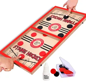 WHISTLE INTERNATIONAL 24" Professional Large Size Fast | Faster | Fastest Finger First String Hockey Sling Puck Indoor Board Games & Toys For Kids Children Adults & Family. (Red)