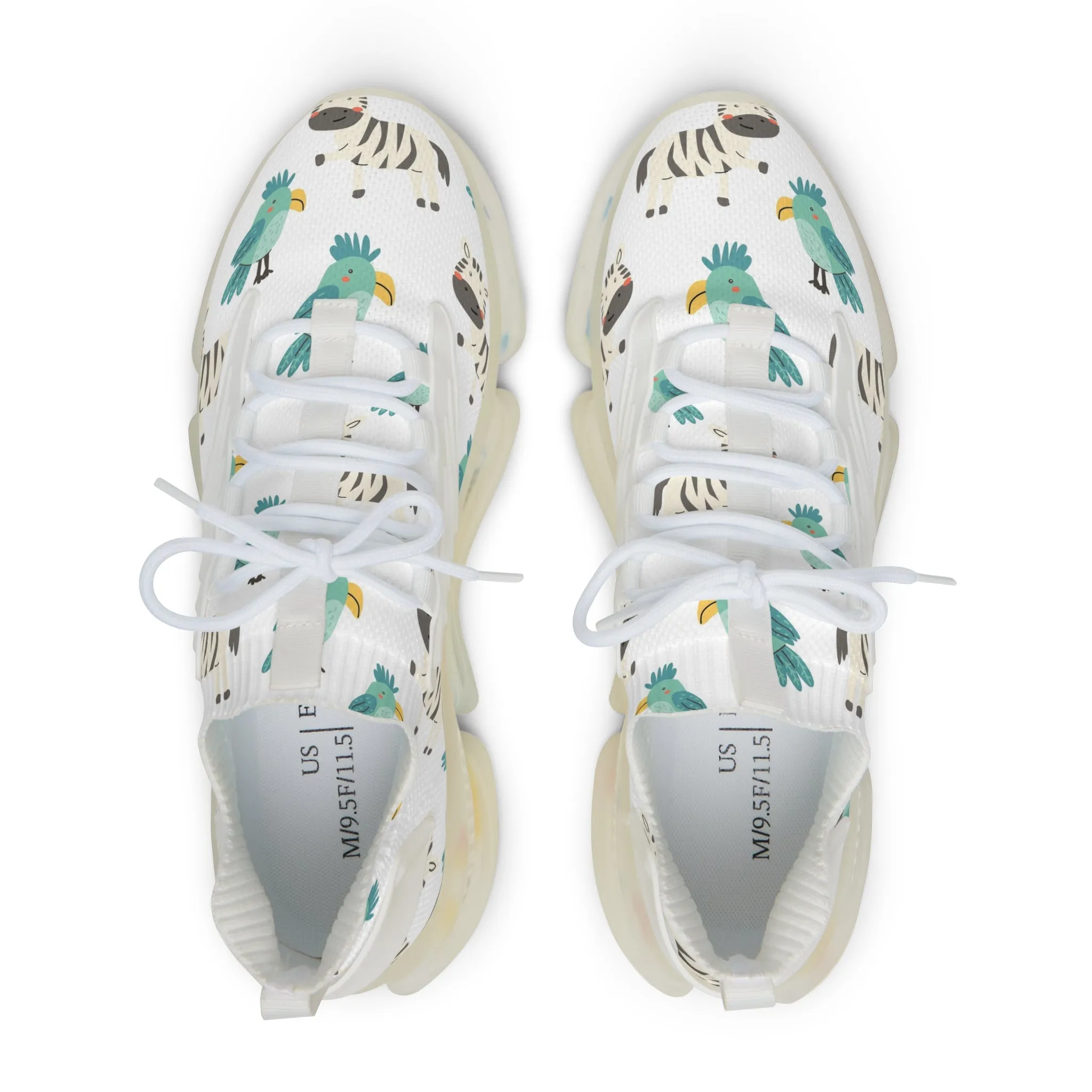 Zebra and Blue Bird Men's Mesh Sneakers