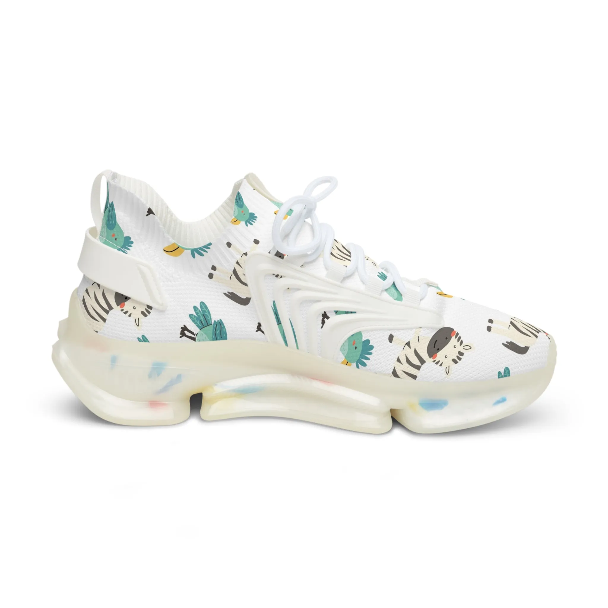 Zebra and Blue Bird Men's Mesh Sneakers